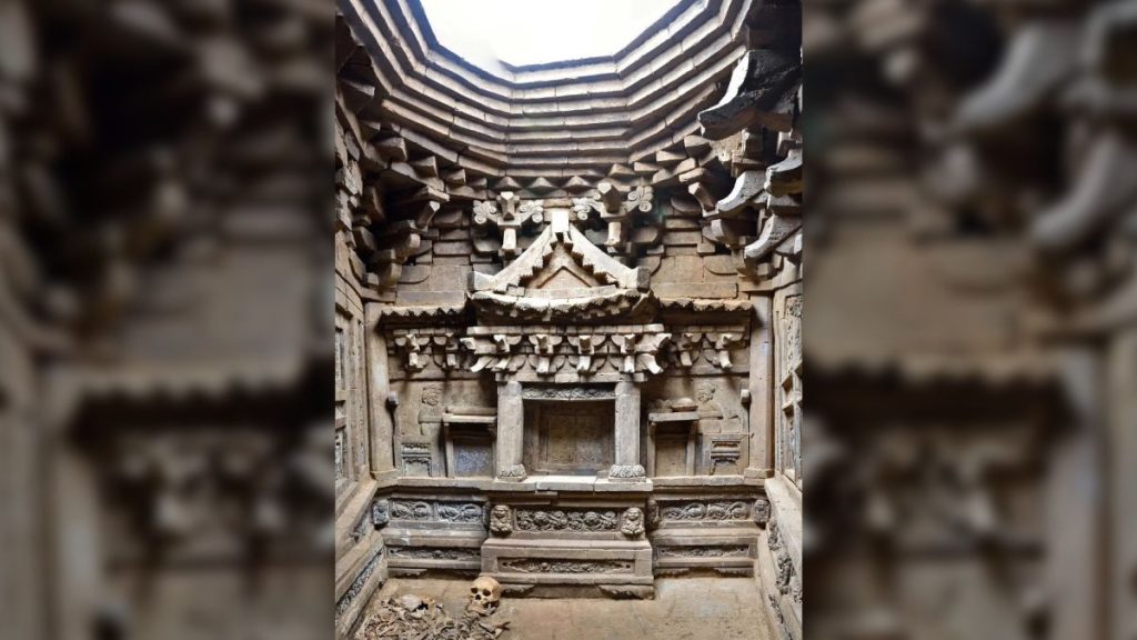 1,000-year-old brick tomb discovered in China is decorated with lions,