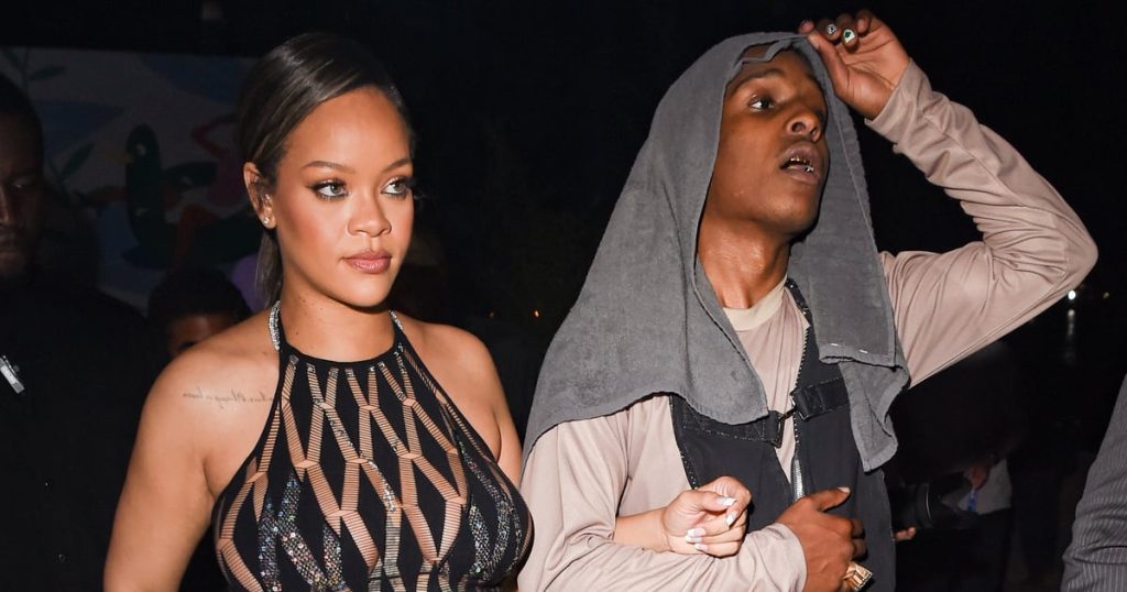 Rihanna Shows Off Her Baby Bump in a Naked Dress