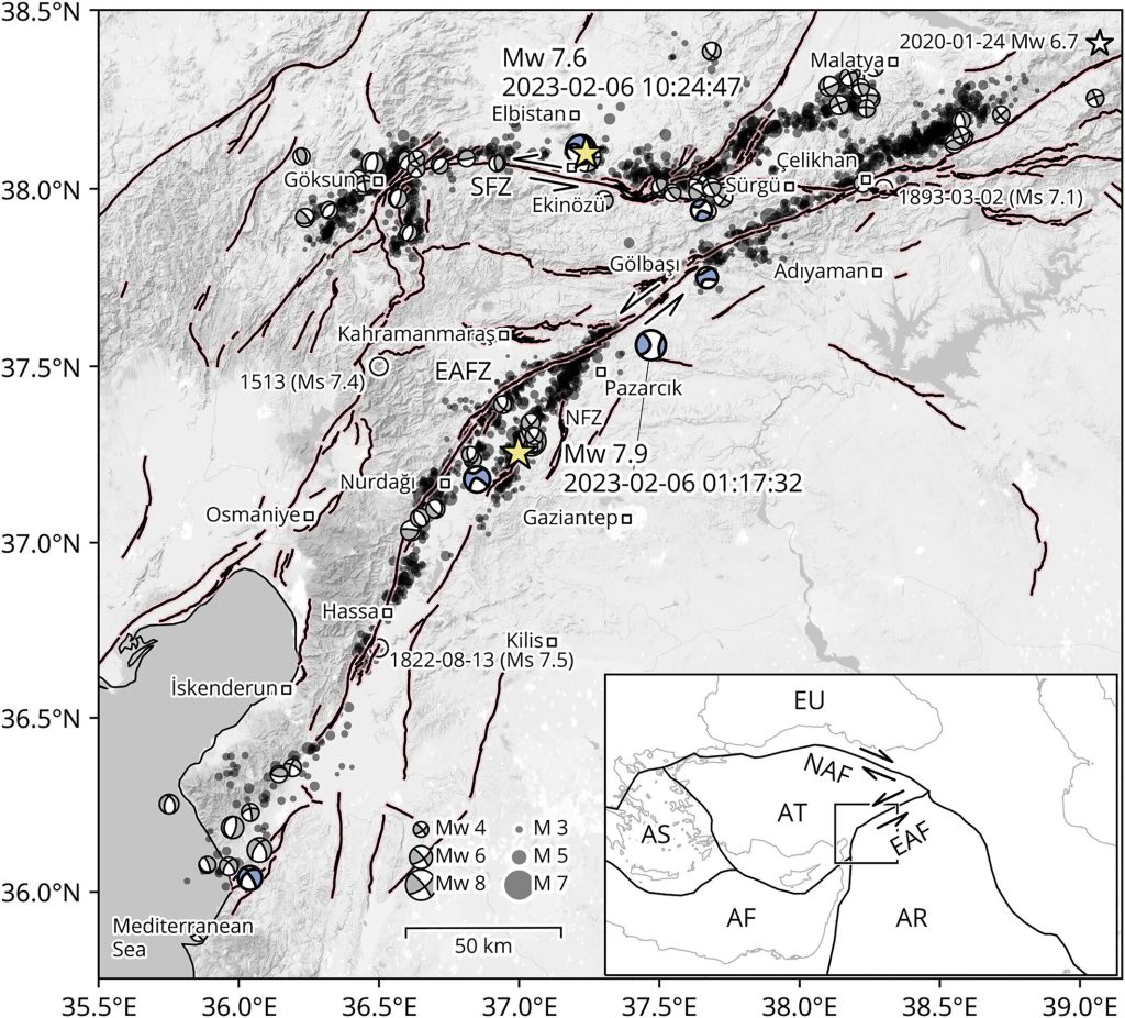 Seismological analysis of the two earthquakes that devastated southern Turkey