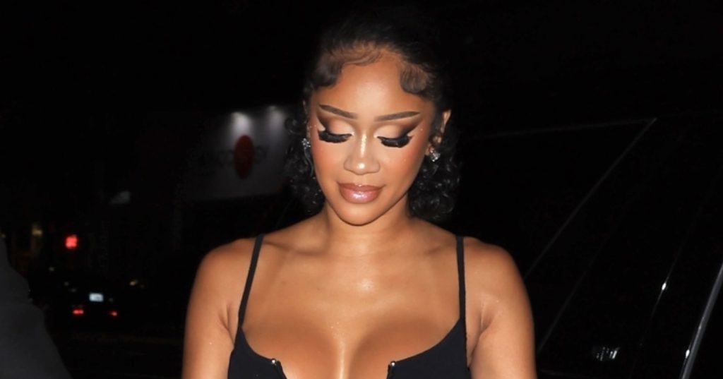 Saweetie’s Date-Night Dress Has a Deep, Wavy Plunge That Spotlights