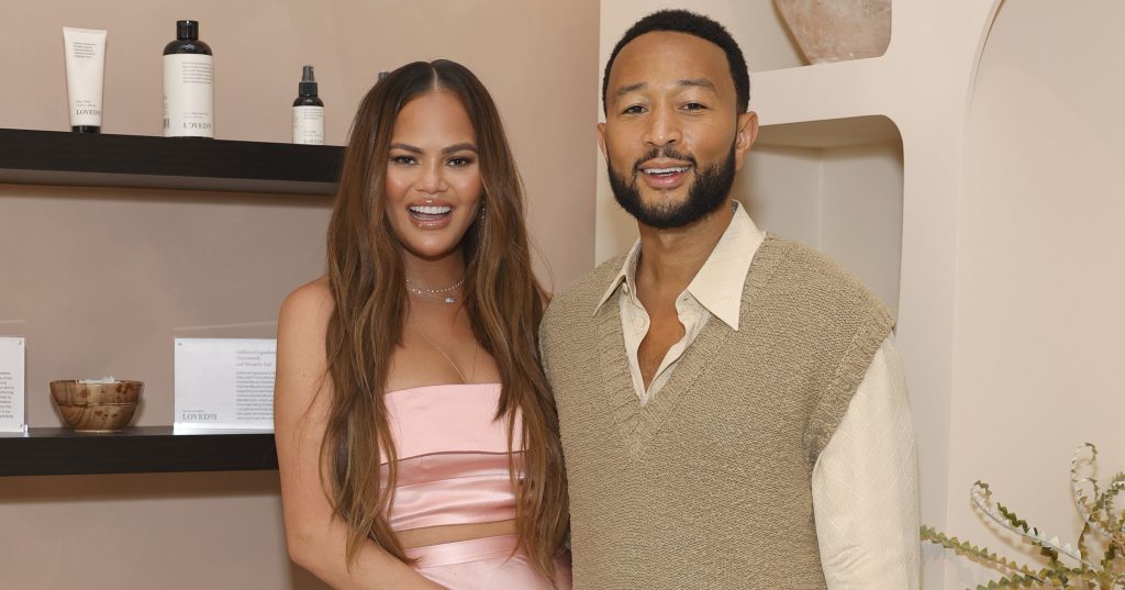 Chrissy Teigen Wears a Silky Two-Piece Set For Night Out